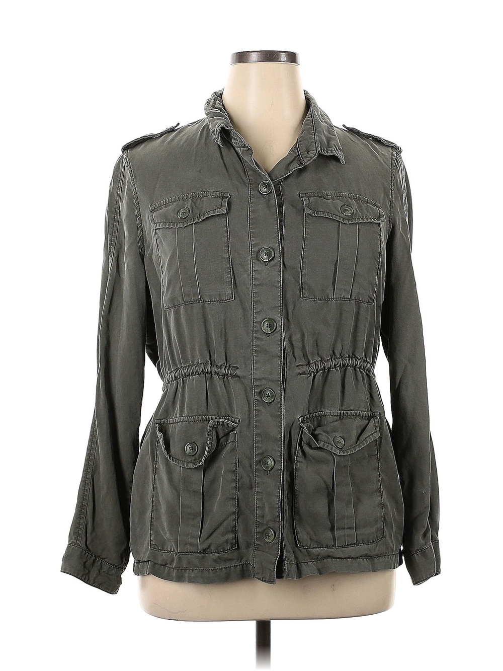 GAP Women's Olive 🫒🫒🫒 Lightweight Utility Jacket with Waist Cinch - M